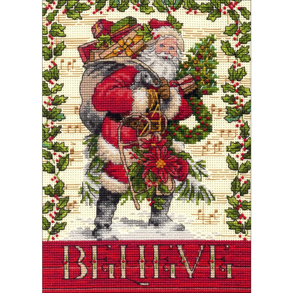 Gold Petites Believe In Santa Counted Cross Stitch Kit